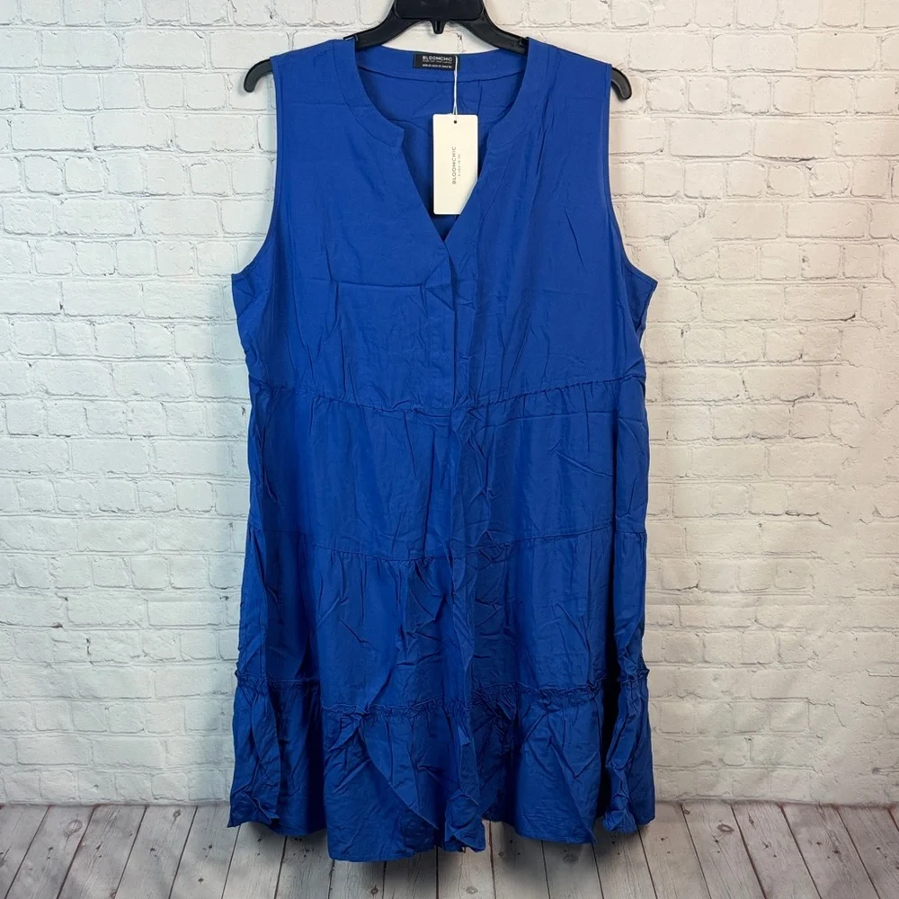 BloomChic Royal Blue Sleeveless Midi Dress Plus Size 2X - Picture 2 of 6